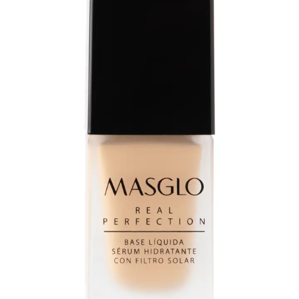 REAL PERFECTION - BASE LIQUIDA SERUM HIDRATANTE CON FILTRO SOLAR MASGLO COSMETICS 20 GR - TONO MEDIANO 1
